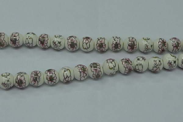CPB794 15.5 inches 12mm round Painted porcelain beads