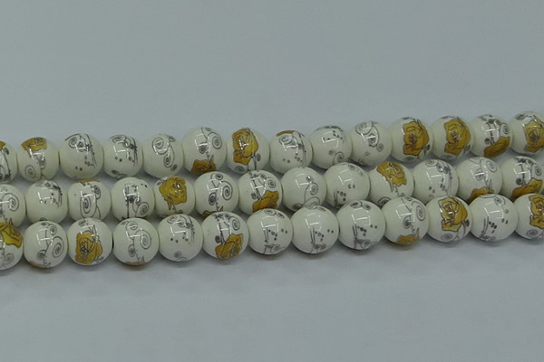 CPB801 15.5 inches 6mm round Painted porcelain beads