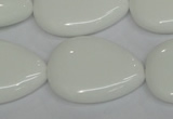CPB93 15.5 inches 20*30mm flat teardrop white porcelain beads wholesale