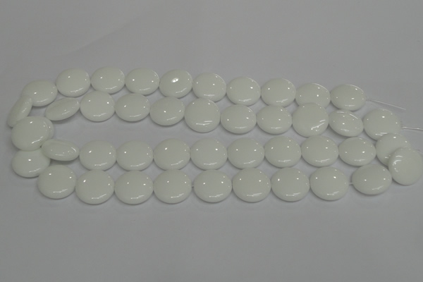 CPB98 15.5 inches 18mm flat round white porcelain beads wholesale