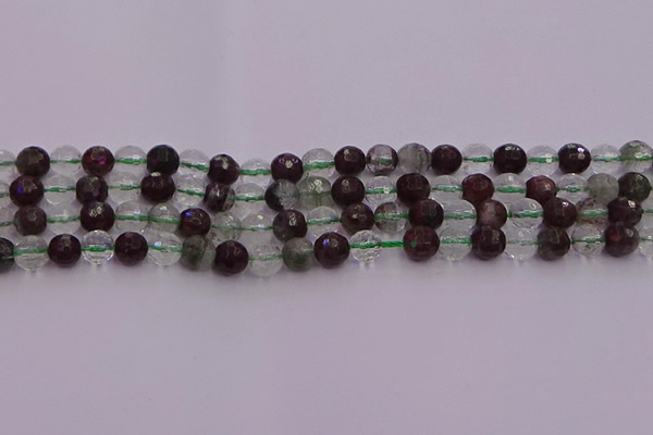 CPC10 15.5 inches 6mm faceted round green phantom quartz beads