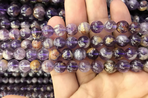 CPC612 15.5 inches 10mm round purple phantom quartz beads