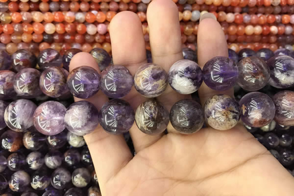 CPC615 15.5 inches 16mm round purple phantom quartz beads