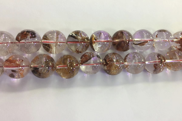 CPC656 15.5 inches 16mm round yellow phantom quartz beads