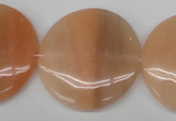 CPE30 15.5 inches 30mm flat round peach stone beads wholesale