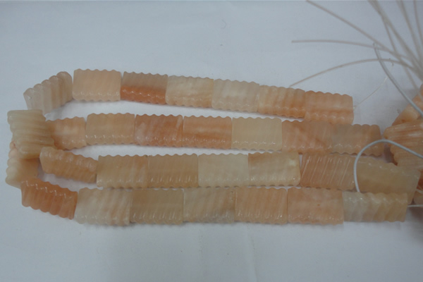 CPI155 15.5 inches 18*25mm carved rectangle pink aventurine jade beads