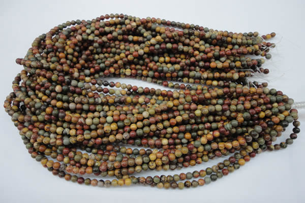 CPJ151 15.5 inches 4mm round picasso jasper gemstone beads