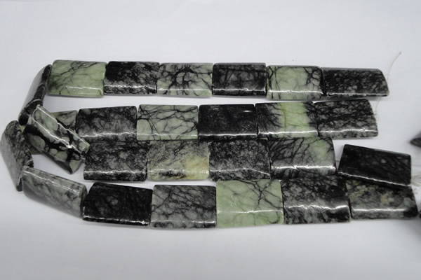 CPJ239 15.5 inches 22*30mm flat tube green picasso jasper beads