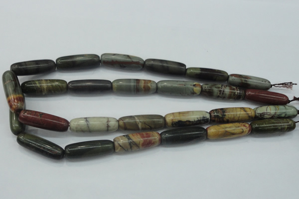 CPJ25 15.5 inches 10*30mm cylinder picasso jasper beads wholesale
