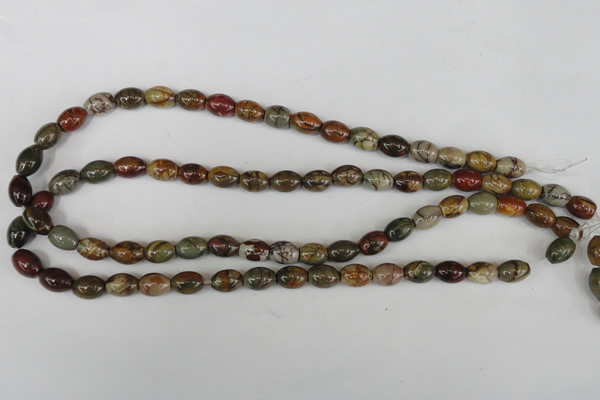 CPJ365 15.5 inches 8*10mm rice picasso jasper gemstone beads