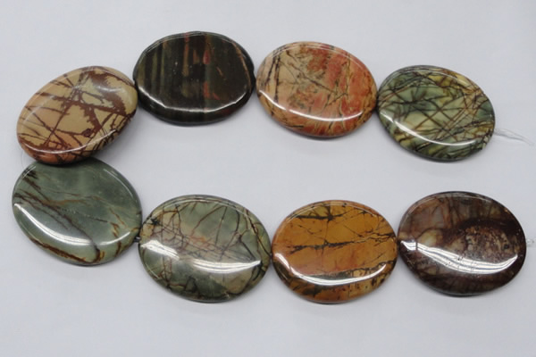 CPJ37 15.5 inches 40*50mm oval picasso jasper beads wholesale
