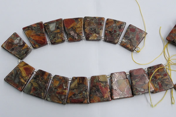 CPJ378 Top drilled 22*26mm trapezoid picasso jasper & pyrite beads