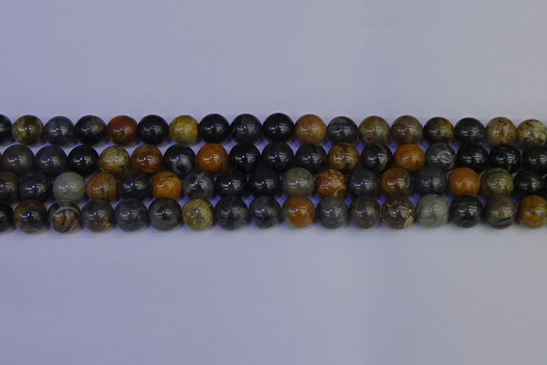 CPJ473 15.5 inches 10mm round black picasso jasper beads wholesale