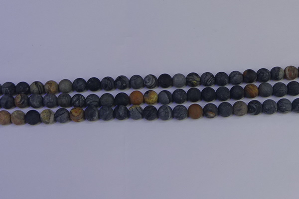 CPJ492 15.5 inches 8mm round matte black picasso jasper beads