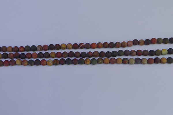CPJ500 15.5 inches 4mm round matte picasso jasper beads wholeasle