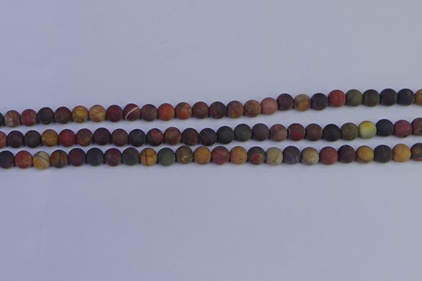 CPJ501 15.5 inches 6mm round matte picasso jasper beads wholesale
