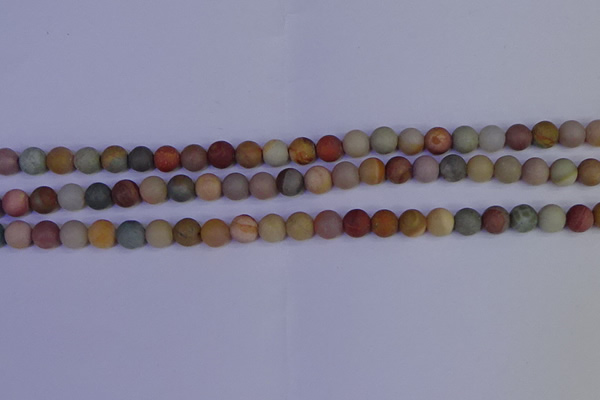 CPJ511 15.5 inches 6mm round matte polychrome jasper beads wholeasle