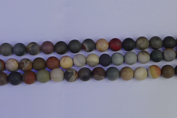 CPJ515 15.5 inches 14mm round matte polychrome jasper beads wholeasle