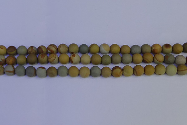 CPJ523 15.5 inches 10mm round matte wildhorse picture jasper beads