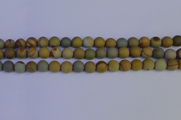 CPJ524 15.5 inches 12mm round matte wildhorse picture jasper beads