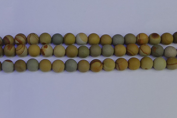 CPJ525 15.5 inches 14mm round matte wildhorse picture jasper beads