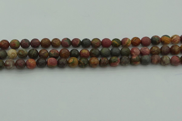 CPJ531 15.5 inches 6mm faceted round picasso jasper beads