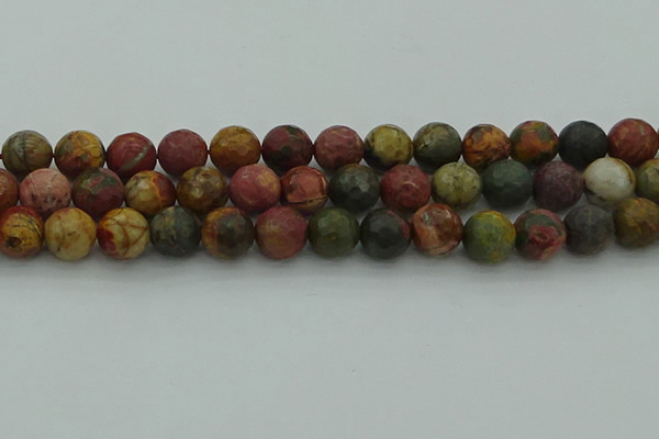 CPJ534 15.5 inches 12mm faceted round picasso jasper beads