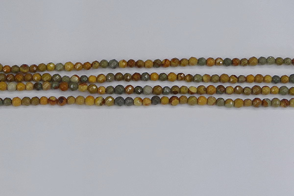 CPJ540 15.5 inches 4mm faceted round wildhorse picture jasper beads