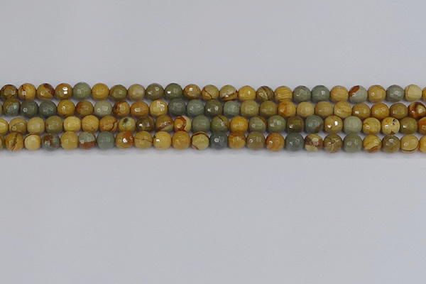 CPJ541 15.5 inches 6mm faceted round wildhorse picture jasper beads