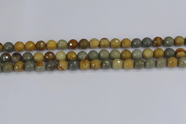 CPJ542 15.5 inches 8mm faceted round wildhorse picture jasper beads