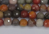 CPJ546 15.5 inches 4mm faceted round polychrome jasper beads