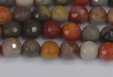 CPJ547 15.5 inches 6mm faceted round polychrome jasper beads