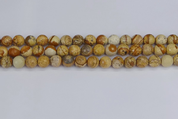 CPJ558 15.5 inches 10mm faceted round picture jasper beads