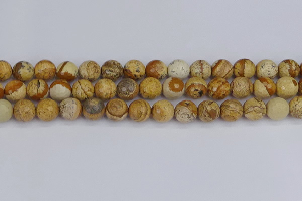 CPJ559 15.5 inches 12mm faceted round picture jasper beads