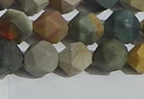 CPJ592 15.5 inches 10mm faceted nuggets matte polychrome jasper beads