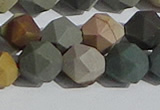 CPJ593 15.5 inches 12mm faceted nuggets matte polychrome jasper beads