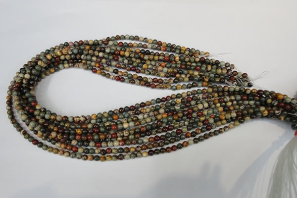 CPJ61 15.5 inches 4mm round picasso jasper gemstone beads