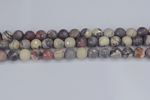 CPJ614 15.5 inches 12mm faceted round purple striped jasper beads