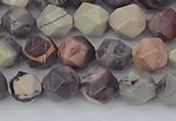 CPJ620 15.5 inches 6mm faceted nuggets purple striped jasper beads