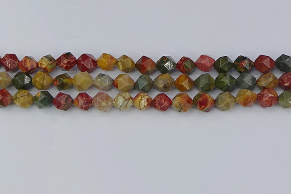 CPJ627 15.5 inches 8mm faceted nuggets picasso jasper beads