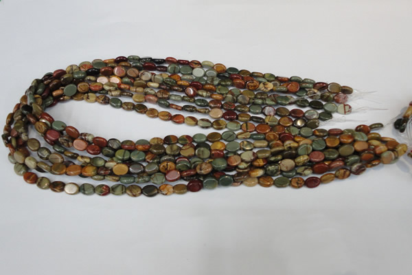 CPJ81 15.5 inches 6*8mm oval picasso jasper gemstone beads
