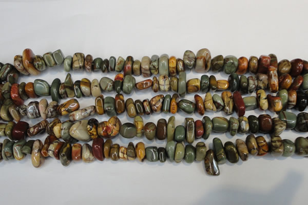 CPJ95 15.5 inches 6*14mm nuggets picasso jasper gemstone beads