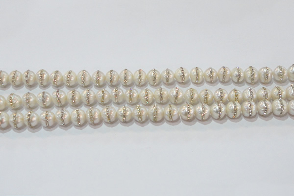 CPL01 15.5 inches 9*10mm nuggets pearl with rhinestone beads