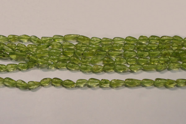 CPO113 15 inches 3.5*5mm teardrop natural peridot beads wholesale