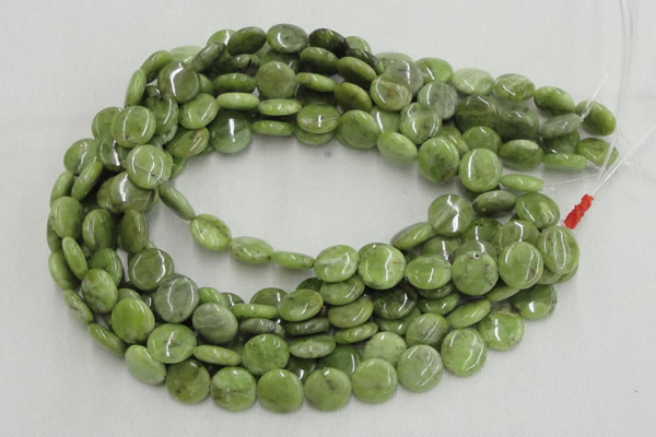CPO16 15.5 inches 12mm flat round olivine gemstone beads wholesale