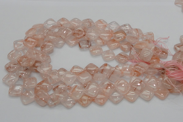 CPQ08 15.5 inches 15*15mm diamond natural pink quartz beads
