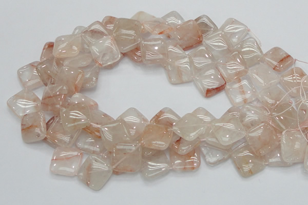 CPQ09 15.5 inches 20*20mm diamond natural pink quartz beads