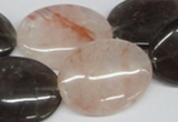 CPQ108 22*30mm oval natural pink crystal & smoky quartz beads