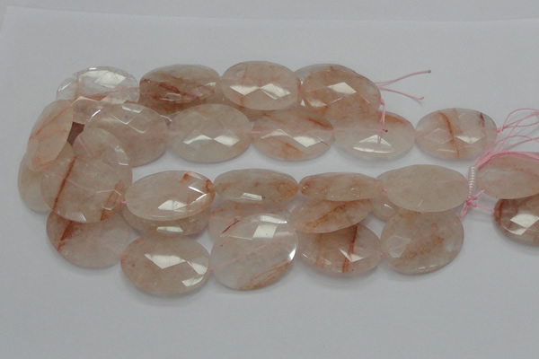 CPQ17 15.5 inches 30*40mm faceted oval natural pink quartz beads