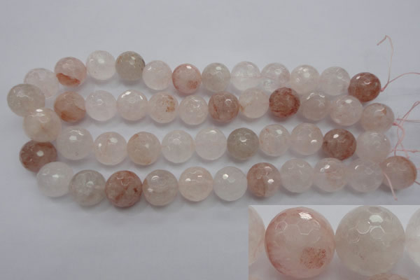 CPQ206 15.5 inches 14mm faceted round natural pink quartz beads